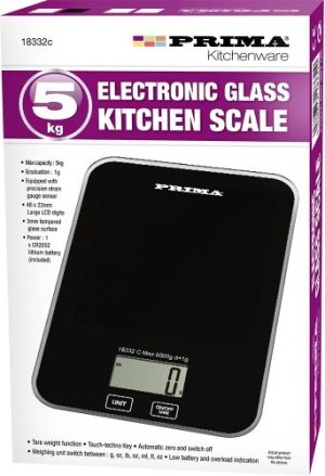 PRIMA ELECTRONIC GLASS KITCHEN SCALE 5KG