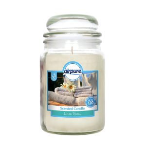 AIRPURE LINEN ROOM SCENTED JAR CANDLE 510G UP TO 120HRS