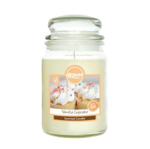 AIRPURE VANILLA CUPCAKE SCENTED JAR CANDLE 510G UP TO 120HRS