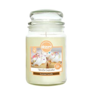 AIRPURE VANILLA CUPCAKE SCENTED JAR CANDLE 510G UP TO 120HRS