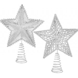 SNOW WHITE SILVER LARGE STAR TREE TOPPER 24CM