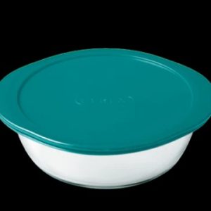 PYREX COOK & STORE ROUND GLASS DISH WITH LID 1LTR