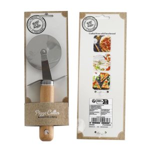 19CM WOOD HANDEL STEEL PIZZA CUTTER