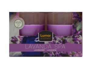LUMAR AROMATIC LAVENDER GLASS CANDLE JAR Pack Of 2