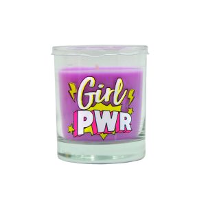 LUMAR AROMATIC RASPBERRY & VIOLET SCENTED GIRL PWR GLASS CANDLE JAR