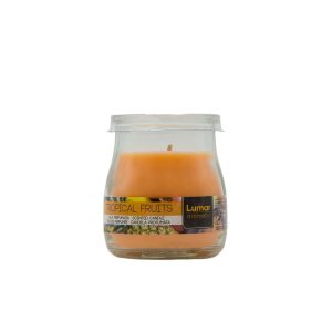 LUMAR AROMATIC TROPICAL FRUITS SCENTED YOGURT GLASS CANDLE JAR 100GM 24HRS
