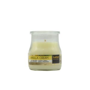 LUMAR AROMATIC VANILLA SCENTED YOGURT GLASS CANDLE JAR 100GM 24HRS