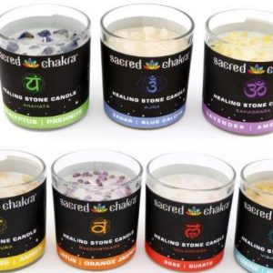 ASSORTED FRAGNANCE CHAKRA CANDLE POT WITH LID 8CM X 7CM