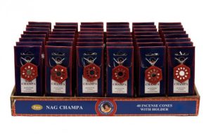 PURE NAGCHAMPA INCENSE CONES Pack Of 40 WITH HOLDER