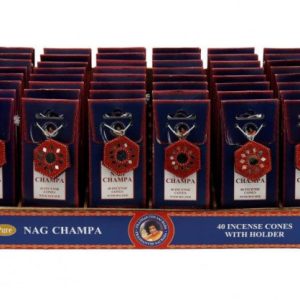PURE NAGCHAMPA INCENSE CONES Pack Of 40 WITH HOLDER