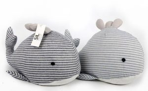 ASSORTED COLOUR SEASHORE WHALE DOOR STOP 35CM X 18CM
