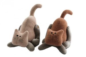 ASSORTED COLOUR STRETCHING CAT DOOR STOP 30CM X 26CM