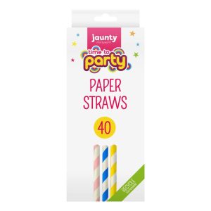 JAUNTY PARTYWARE TIME TO PARTY PAPER STRAWS Pack Of 40