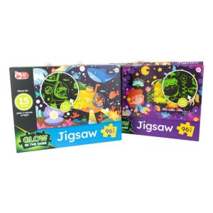 RED DEER TOYS GLOW IN THE DARK JIGSAW 96PCS PLAYING SET