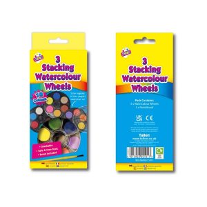 ARTBOX 18 COLOUR WATERCOLOUR PAINTS WHEEL WITH BRUSH Pack Of 3