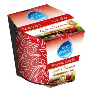 PAN AROMA SCENTED PRINTED GLASS CANDLE - APPLE & CINNAMON