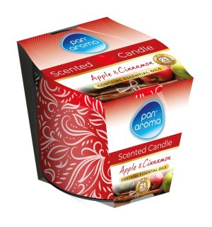 PAN AROMA SCENTED PRINTED GLASS CANDLE - APPLE & CINNAMON