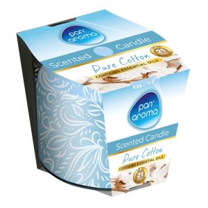 PAN AROMA SCENTED PRINTED GLASS CANDLE - PURE COTTON