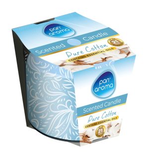 PAN AROMA SCENTED PRINTED GLASS CANDLE - PURE COTTON