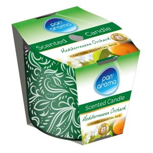 PAN AROMA SCENTED PRINTED GLASS CANDLE - MEDITERRANEAN ORCHARD