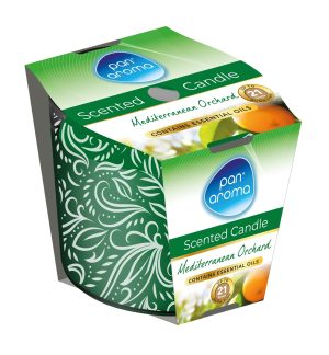 PAN AROMA SCENTED PRINTED GLASS CANDLE - MEDITERRANEAN ORCHARD