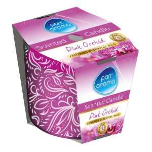 PAN AROMA SCENTED PRINTED GLASS CANDLE - PINK ORCHID