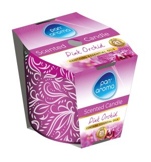 PAN AROMA SCENTED PRINTED GLASS CANDLE - PINK ORCHID