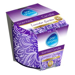 PAN AROMA SCENTED PRINTED GLASS CANDLE - LAVENDER GARDEN