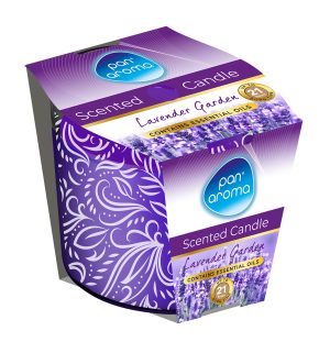 PAN AROMA SCENTED PRINTED GLASS CANDLE - LAVENDER GARDEN