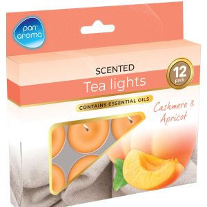 PAN AROMA SCENTED TEA LIGHTS CANDLE Pack Of 12 - CASHMERE & APRICOT