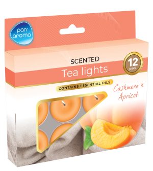 PAN AROMA SCENTED TEA LIGHTS CANDLE Pack Of 12 - CASHMERE & APRICOT