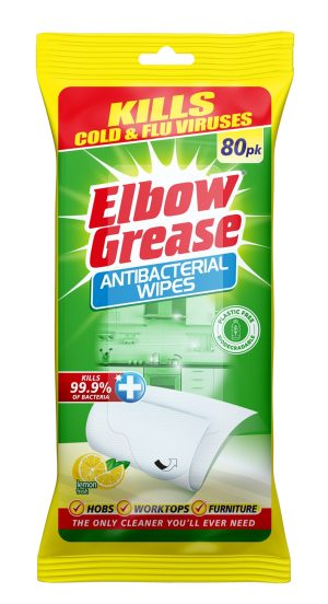 ELBOW GREASE LEMON FRESH ANTIBACTERIAL WIPES Pack Of 80