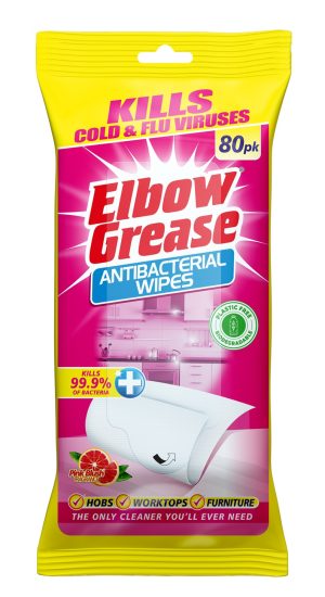 ELBOW GREASE PINK BLUSH ANTIBACTERIAL WIPES Pack Of 80