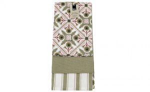 GREEN & PINK DESIGN ZEST TEA TOWEL Pack Of 3