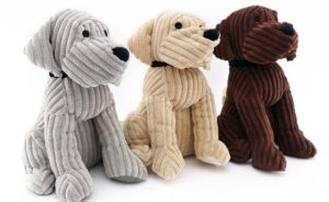 ASSORTED COLOUR RIBBED DOG DOOR STOP 28CM
