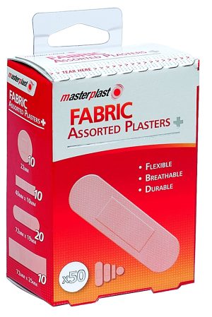 MASTERPLAST FABRIC ASSORTED PLASTERS Pack Of 50