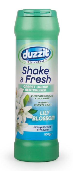 DUZZIT SHAKE & FRESH LILY BLOSSOM CARPET ODOUR NEUTRALISER 500GM