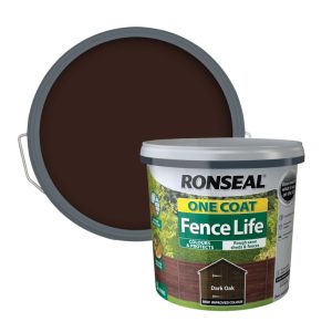 RONSEAL ONE COAT SHED & FENCE PROTECTOR WOOD PAINT DARK OAK 5LTR