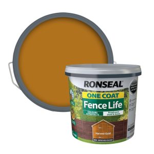 RONSEAL ONE COAT SHED & FENCE PROTECTOR WOOD PAINT HARVEST GOLD 5LTR