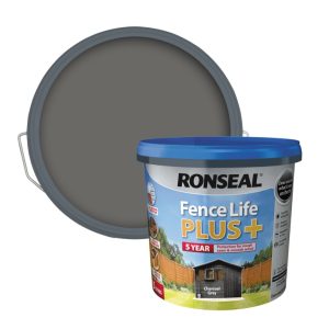RONSEAL FENCE LIFE PLUS FENCE & SHED WOOD PAINT CHARCOAL GREY 5LTR