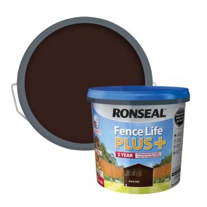 RONSEAL FENCE LIFE PLUS FENCE & SHED WOOD PAINT DARK OAK 5LTR
