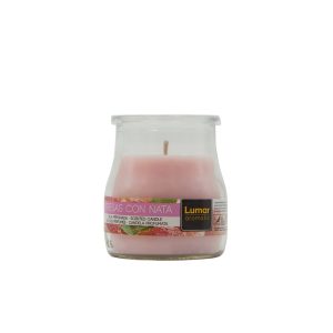 LUMAR AROMATIC STRAWBERRY & CREAM SCENTED YOGURT GLASS CANDLE JAR 100GM 24HRS