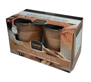 LUMAR AROMATIC CINNAMON GLASS CANDLE JAR Pack Of 2