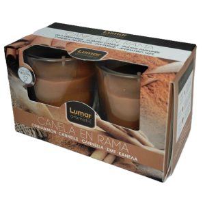 LUMAR AROMATIC CINNAMON GLASS CANDLE JAR Pack Of 2