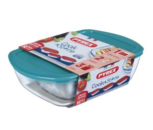 PYREX COOK & STORE 3 PIECE GREEN LID SET 0.4LTR X 1.2LTR X 2.5LTR