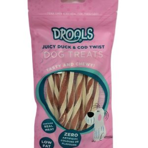 DROOLS JUICY DUCK & COD TWIST DOG TREATS 60GM