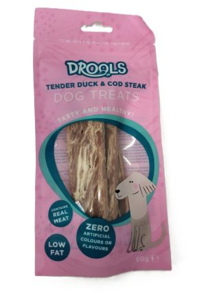 DROOLS TENDER DUCK & COD STEAK DOG TREATS 60GM