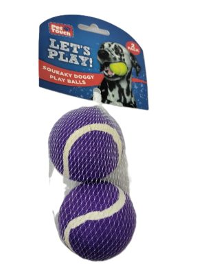 PET TOUCH SQUEAKY DOGGY PLAY BALLS Pack Of 2