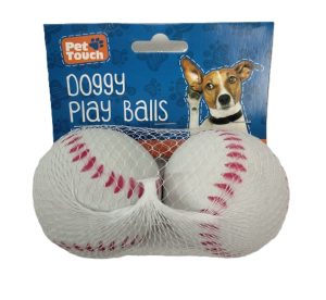 PET TOUCH RUBBER DOGGY PLAY BALLS Pack Of 2