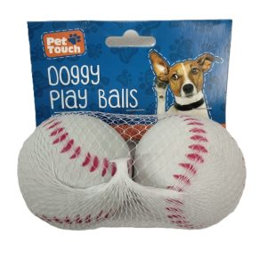 PET TOUCH RUBBER DOGGY PLAY BALLS Pack Of 2